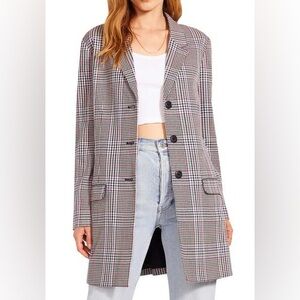 BB Dakota Plaid Longline Blazer